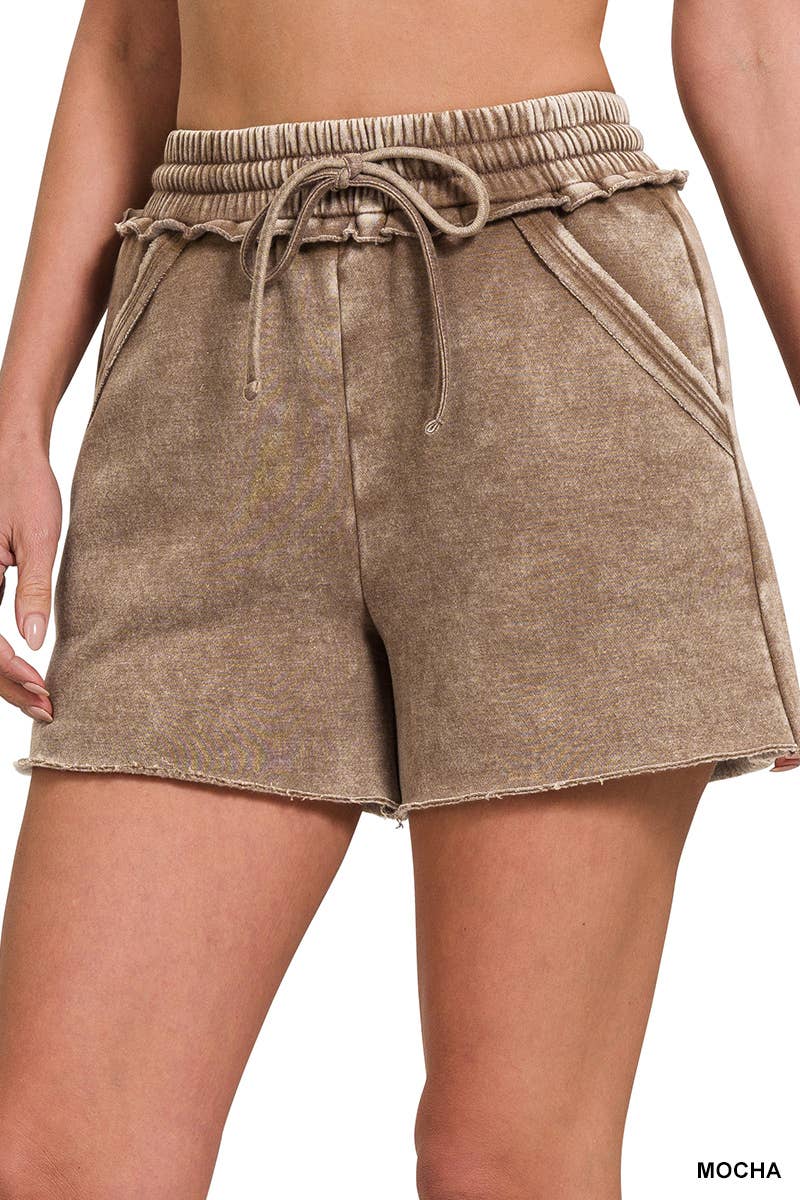 ",,, Snow Wash Fleece Drawstring Shorts: ASH BLACK-167192 / M