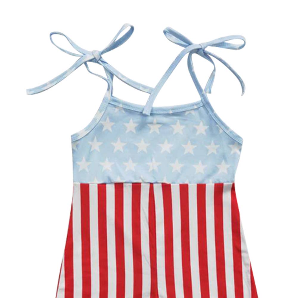 Baby Girls 4th Of July Stars Bell Bottom Jumpsuits: 5-6T