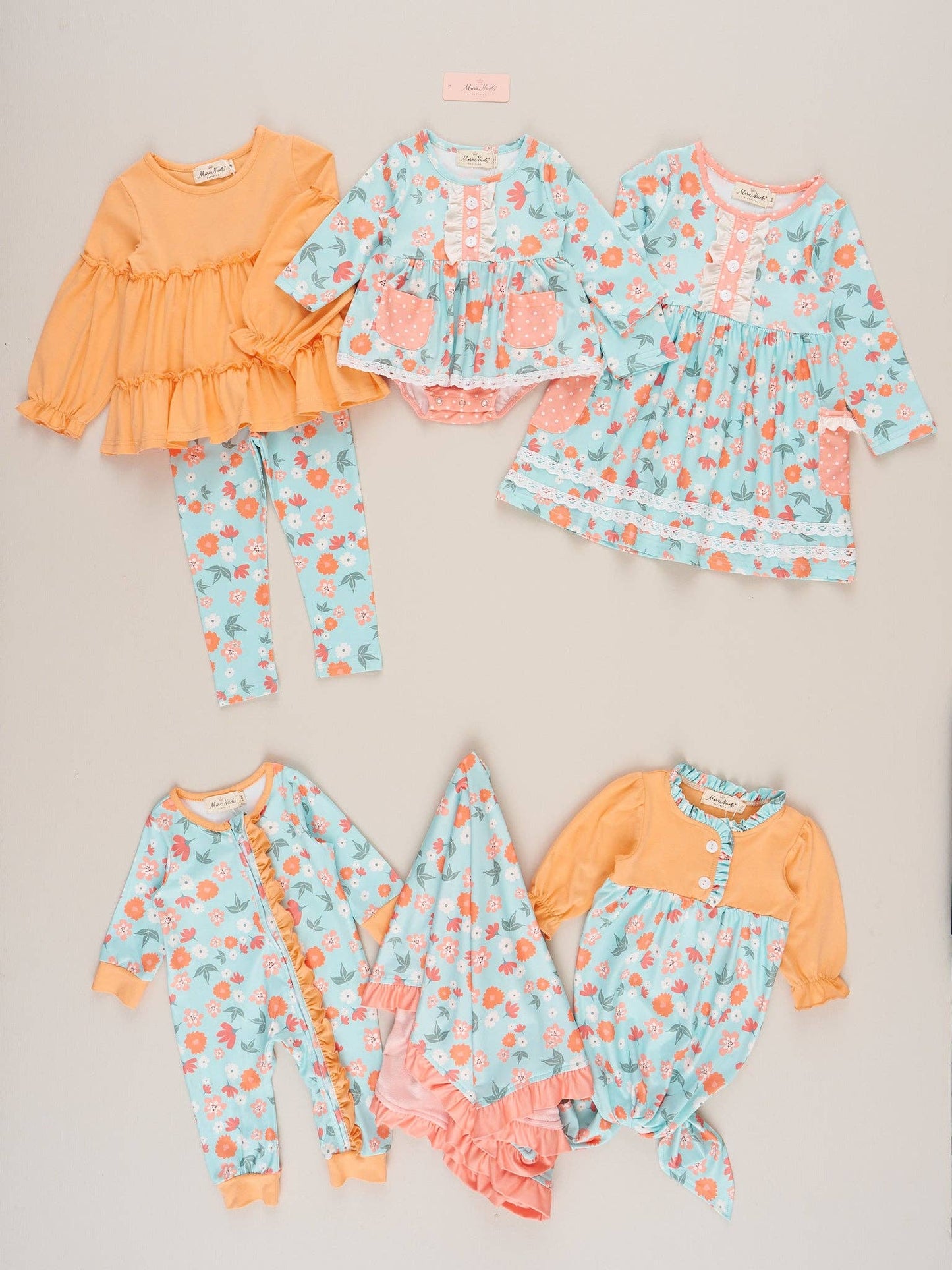 Golden Hour Floral Ruffle Sleeper Pajamas: 6/12MOS