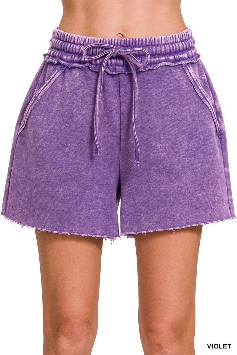 ",,, Snow Wash Fleece Drawstring Shorts: ASH BLACK-167192 / S