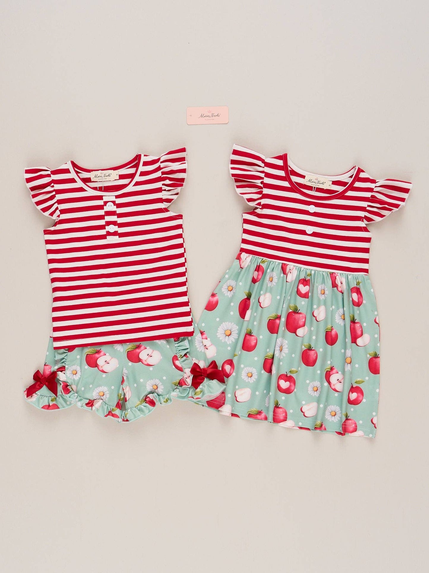 Striped Apple Bites Flutter Outfit: XXXL(7yrs)