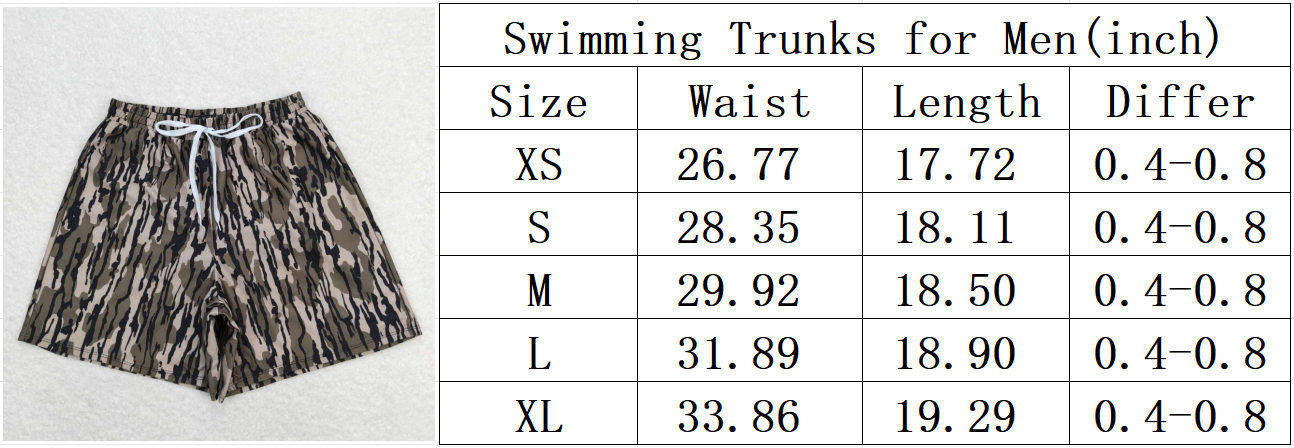 Adult Man Grey Camo Bottom Trunk Drawstrings Shorts Swimwear: L