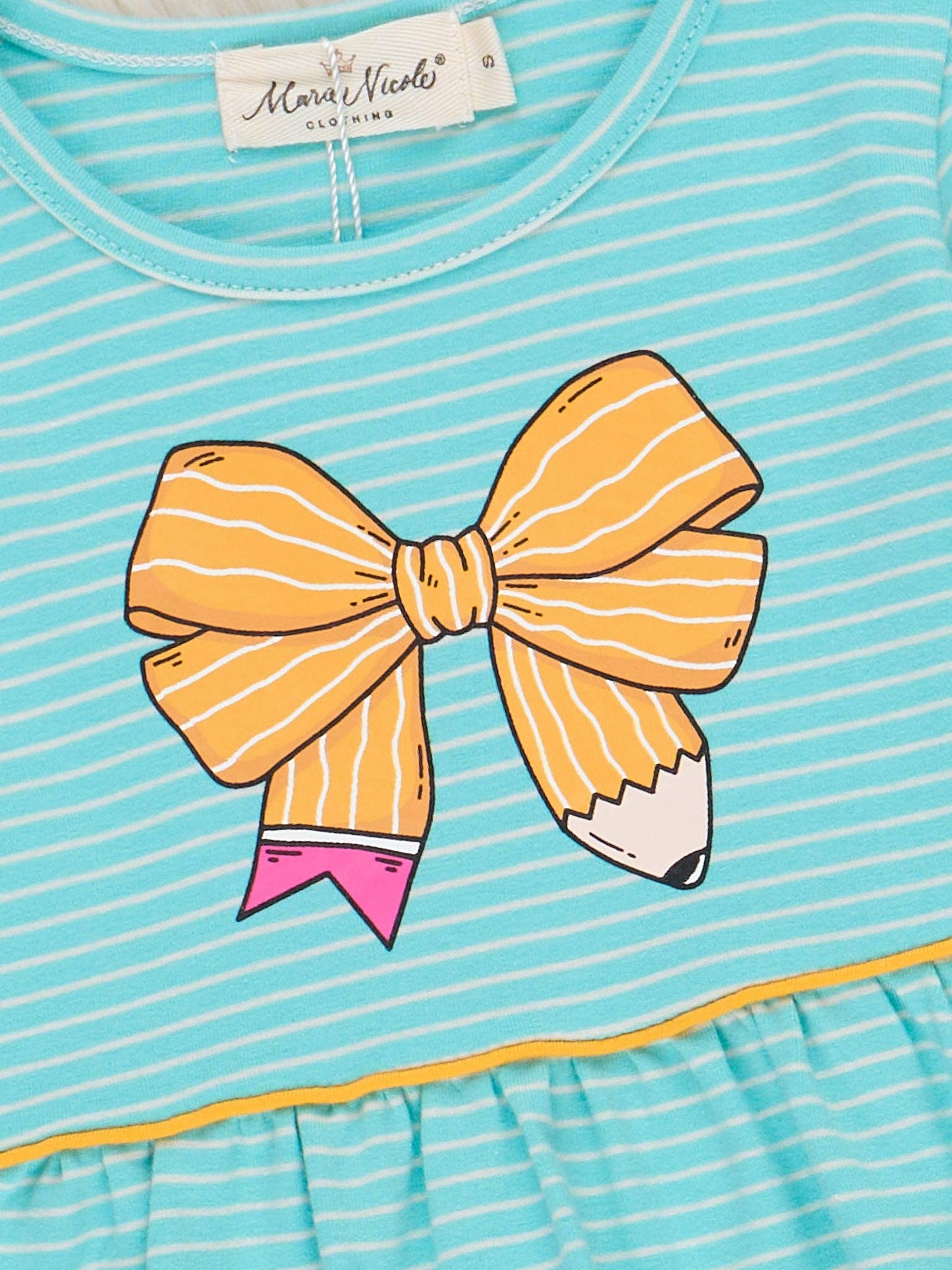 Striped Pencil Bow Ruffle Hem Dress: XXXL(7yrs)