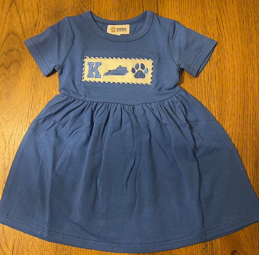 Kentucky Shape Paw Print Girls Dress: 12-18mo