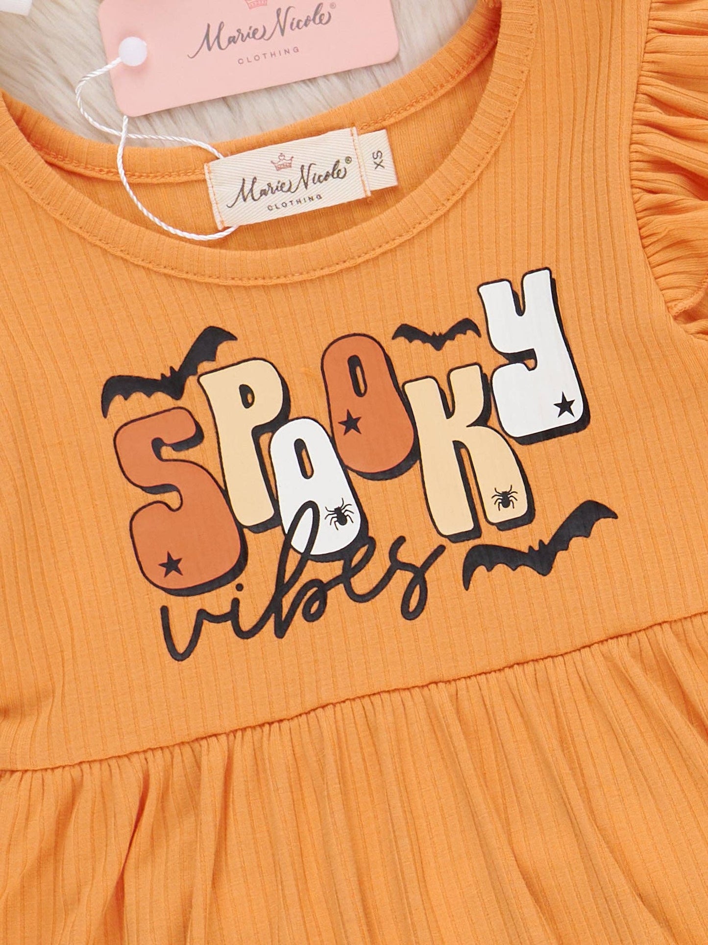 Orange "Spooky Vibes" Ruffle Outfit: XXXXL(8yrs)