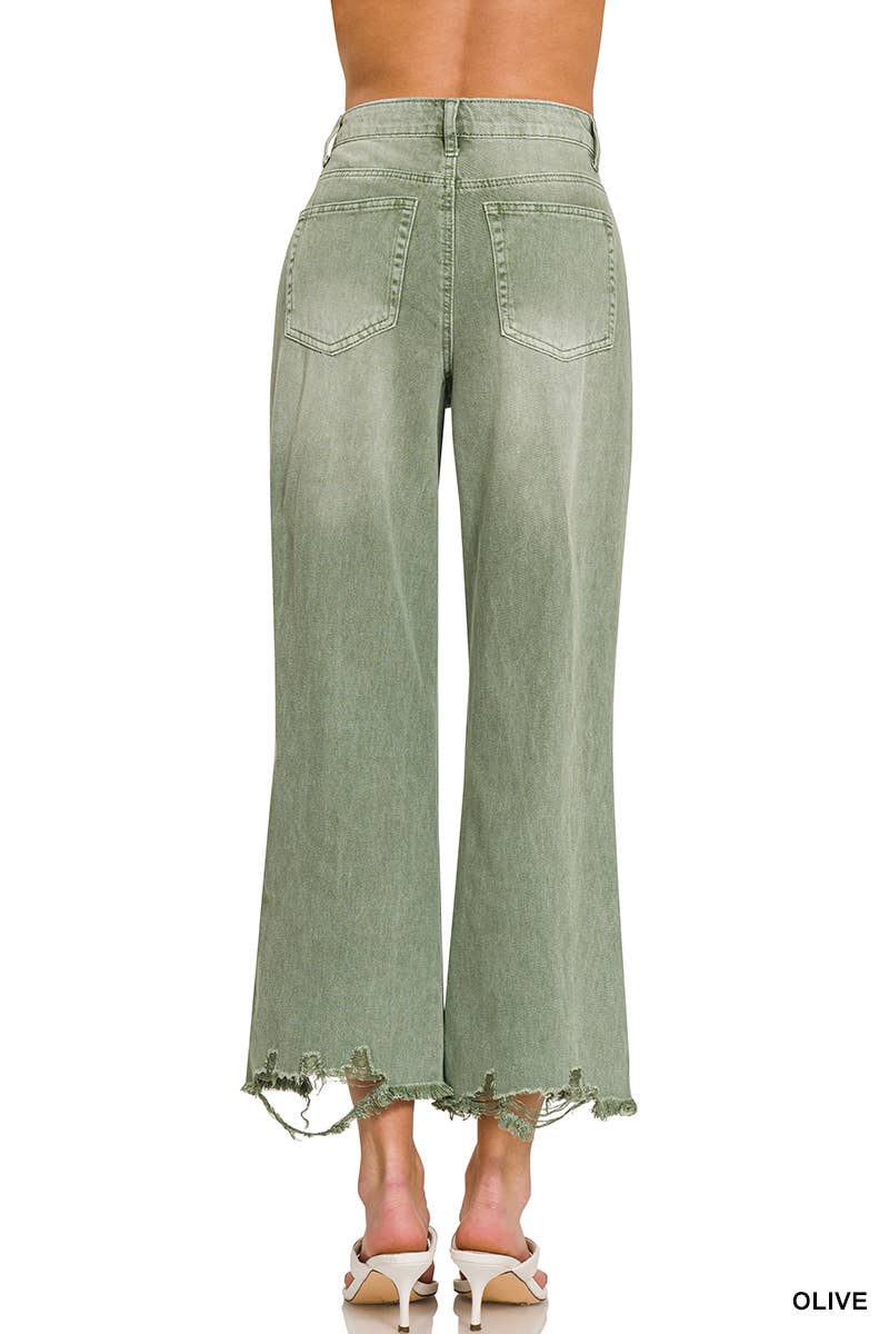 `.Washed Distressed Crop Pants Colored Jeans: B VIOLET-167742 / 28