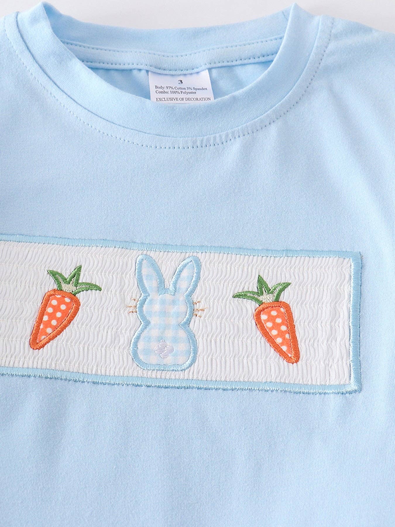 Blue Plaid Rabbit Applique Boy Set: 5