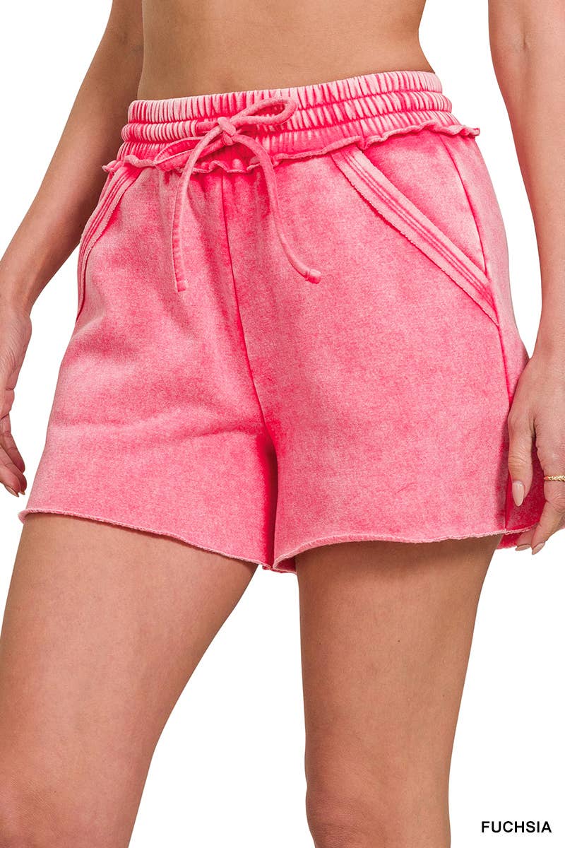 ",,, Snow Wash Fleece Drawstring Shorts: LT PLUM-171838 / S
