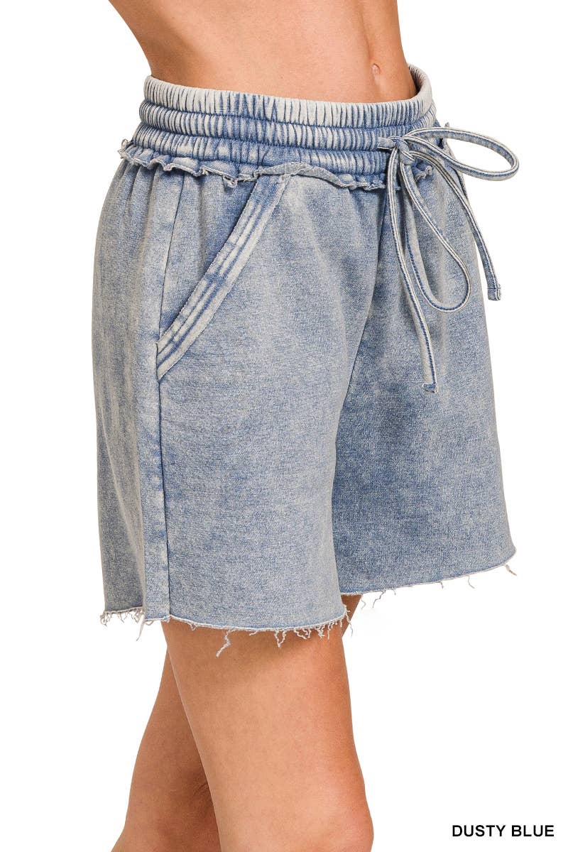 ",,, Snow Wash Fleece Drawstring Shorts: LT PLUM-171838 / S