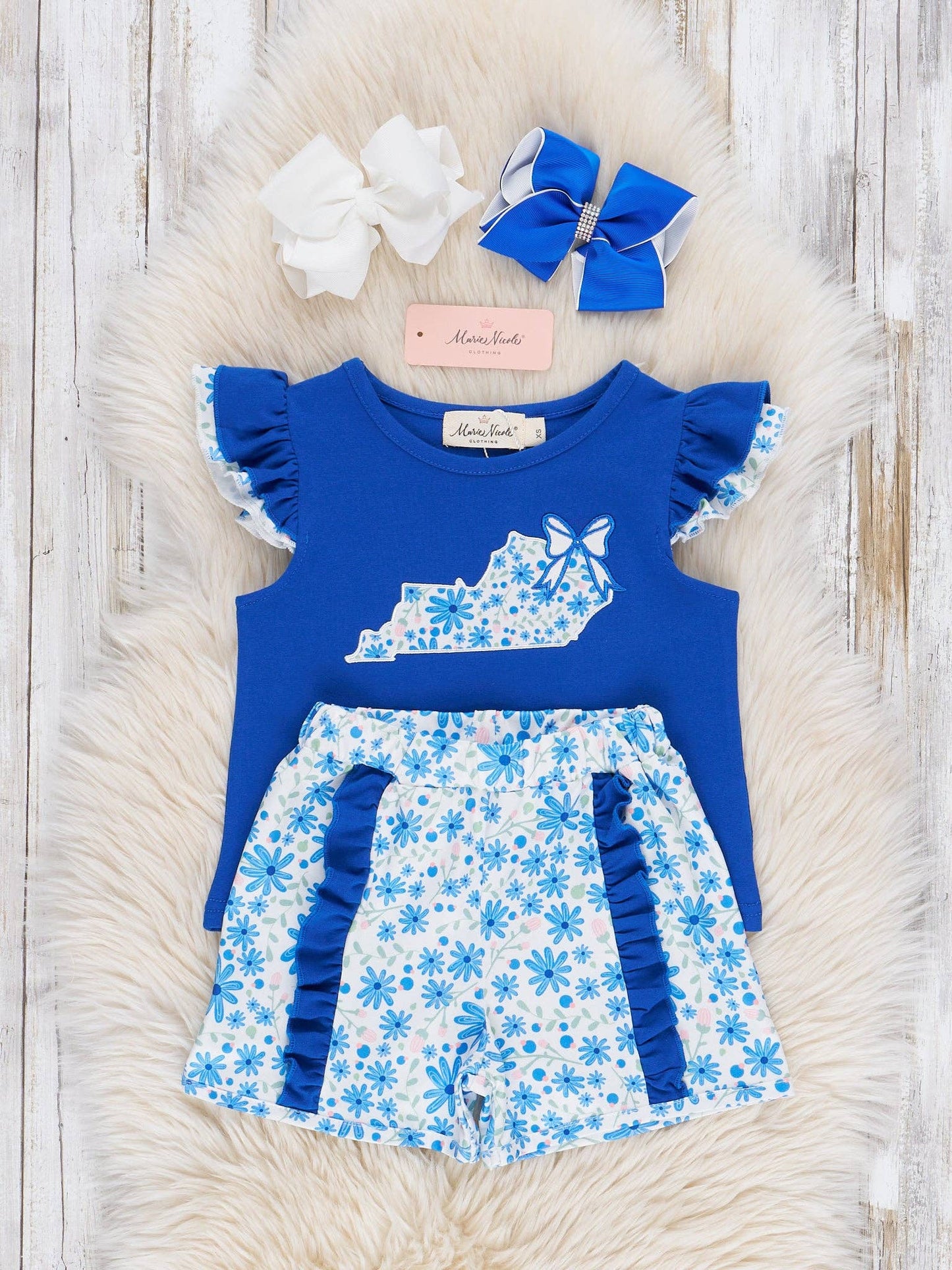 Kentucky Embroidered Floral Ruffle Outfit: XXXXL(8yrs)