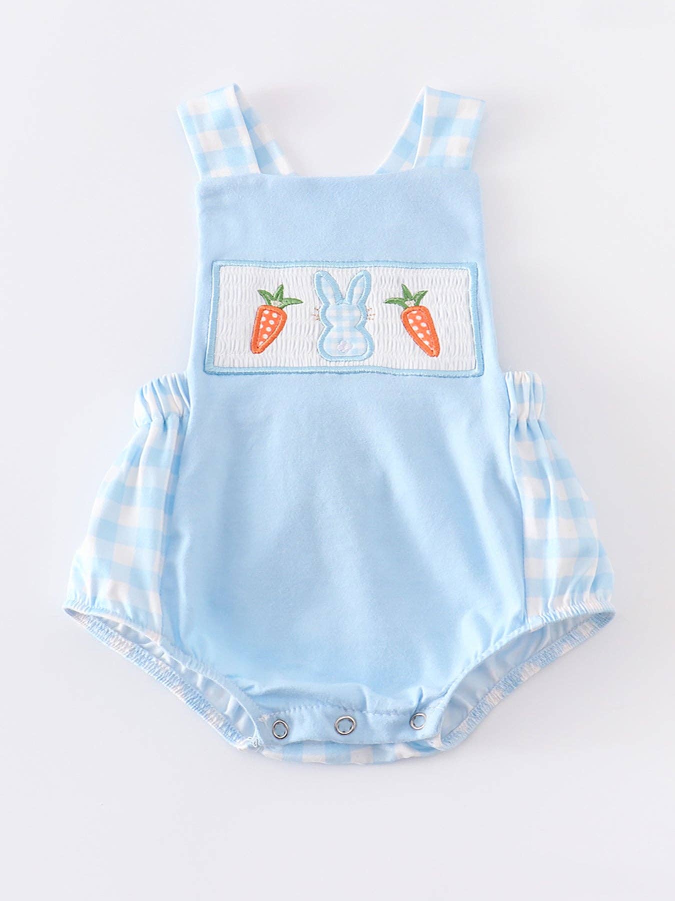 Blue Stripe Rabbit Applique Boy Romper: 18M