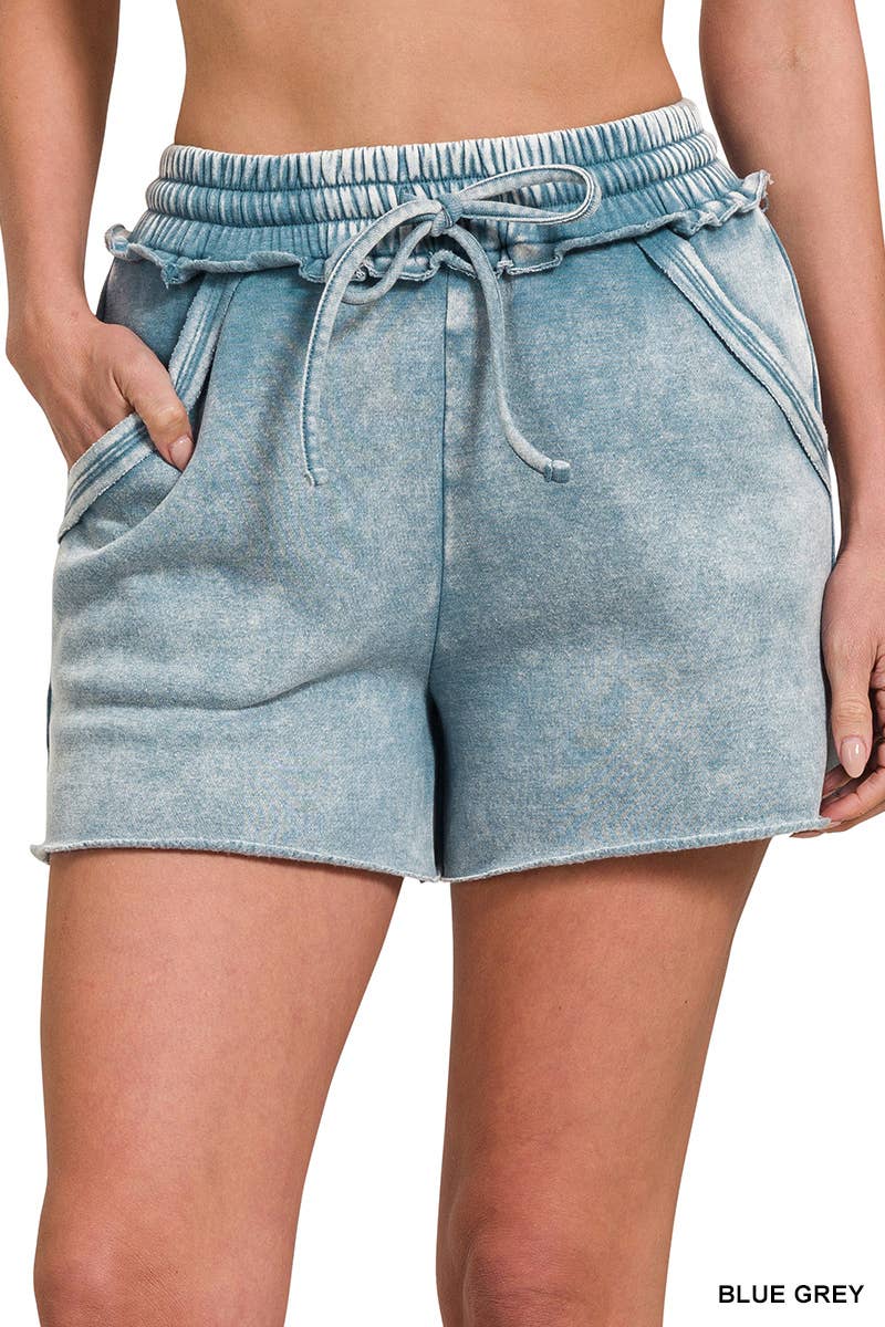 ",,, Snow Wash Fleece Drawstring Shorts: LT PLUM-171838 / S