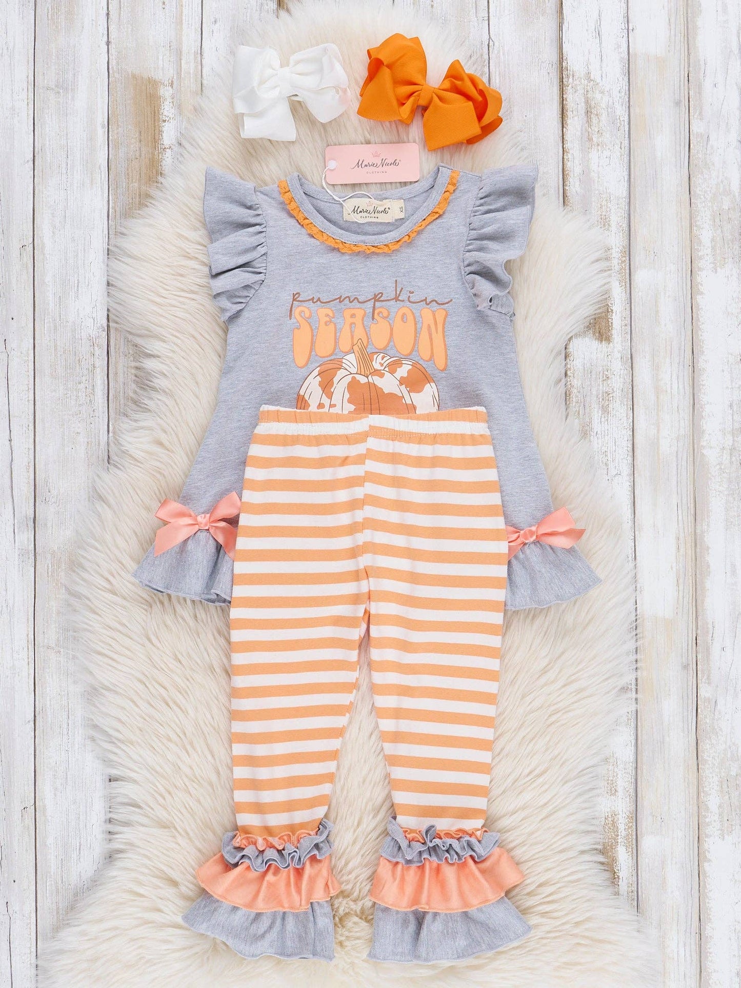 Pumpkin Season Ruffle Outfit: XL(5yrs)