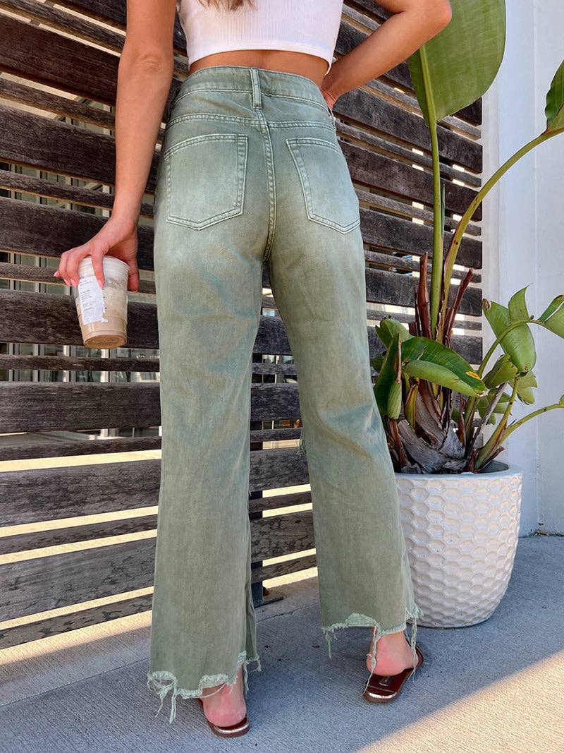 Western Mississippi Flared Jeans: GREEN / S