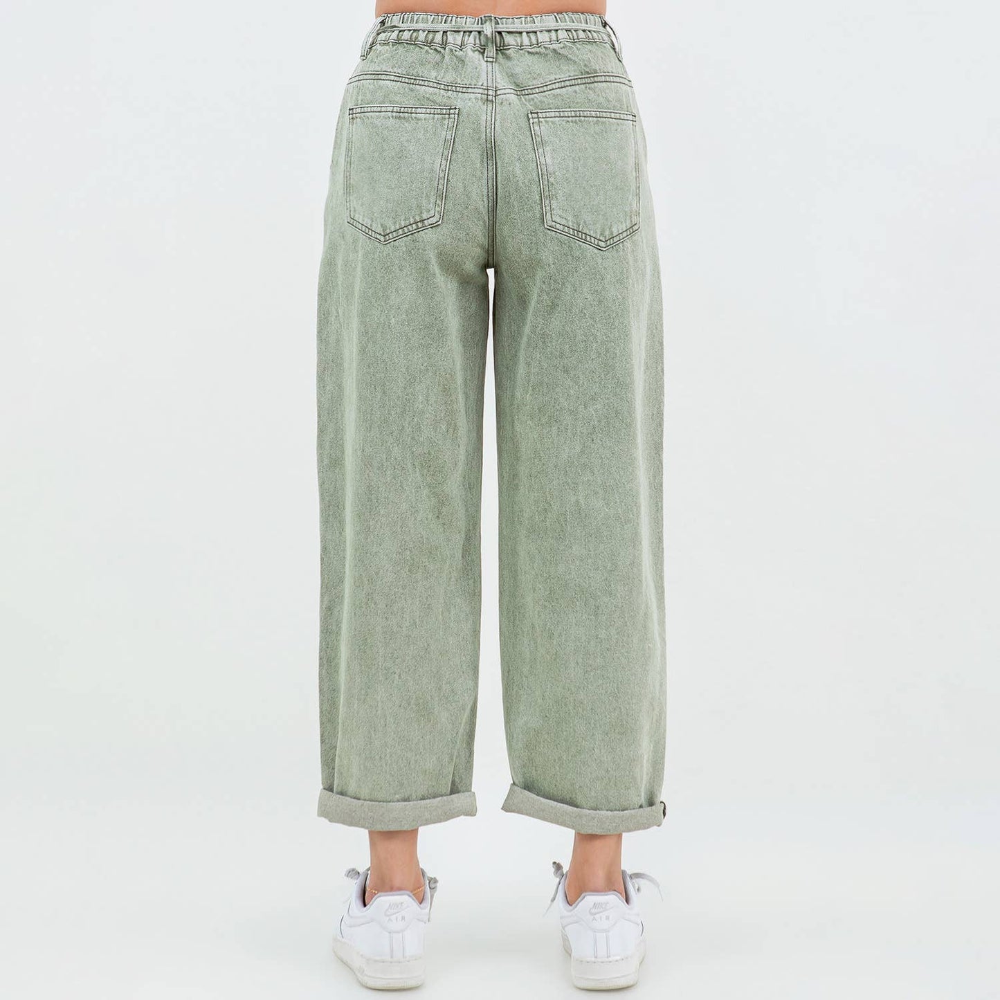 COLOR WASHED BARREL FIT PANTS-RJH21162: TAN WASH / Junior / L