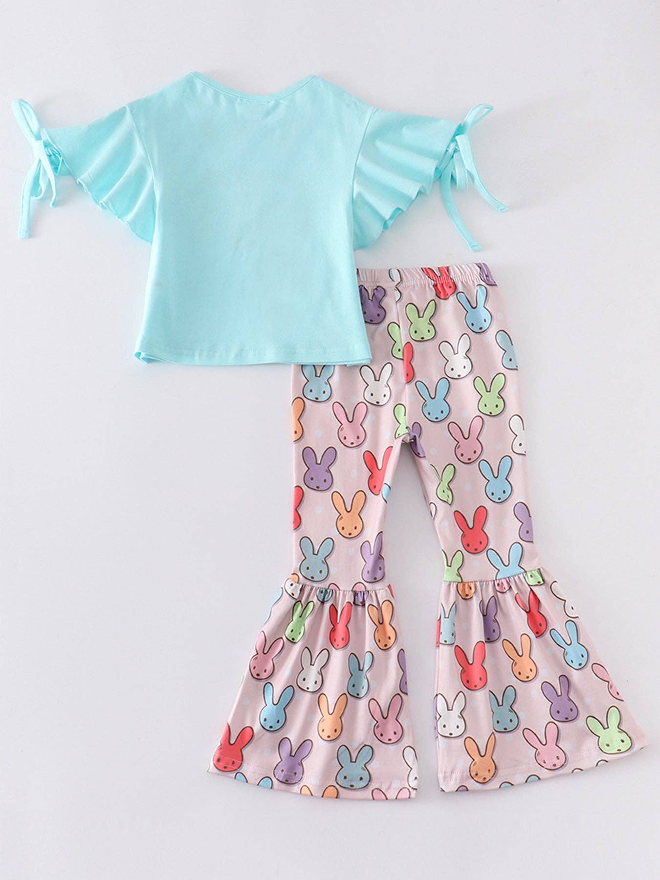 Mint Rabbit Print Bell Pants Set: 4