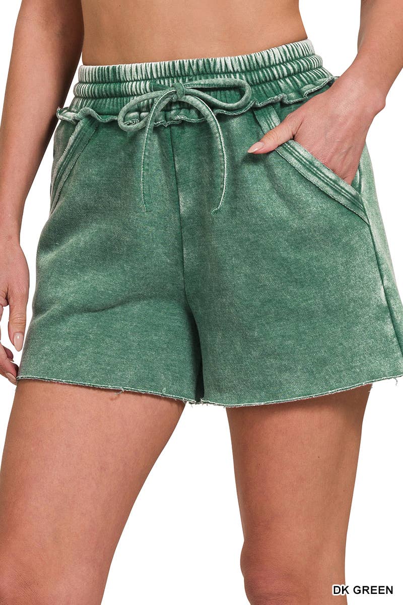 ",,, Snow Wash Fleece Drawstring Shorts: ASH BLACK-167192 / S
