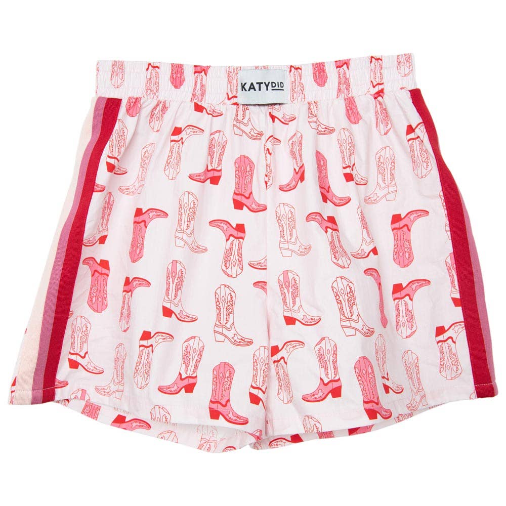 Light Pink Western Boots Cute Women's Boxer Shorts: Light Pink / S
