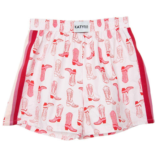 Light Pink Western Boots Cute Women's Boxer Shorts: Light Pink / S