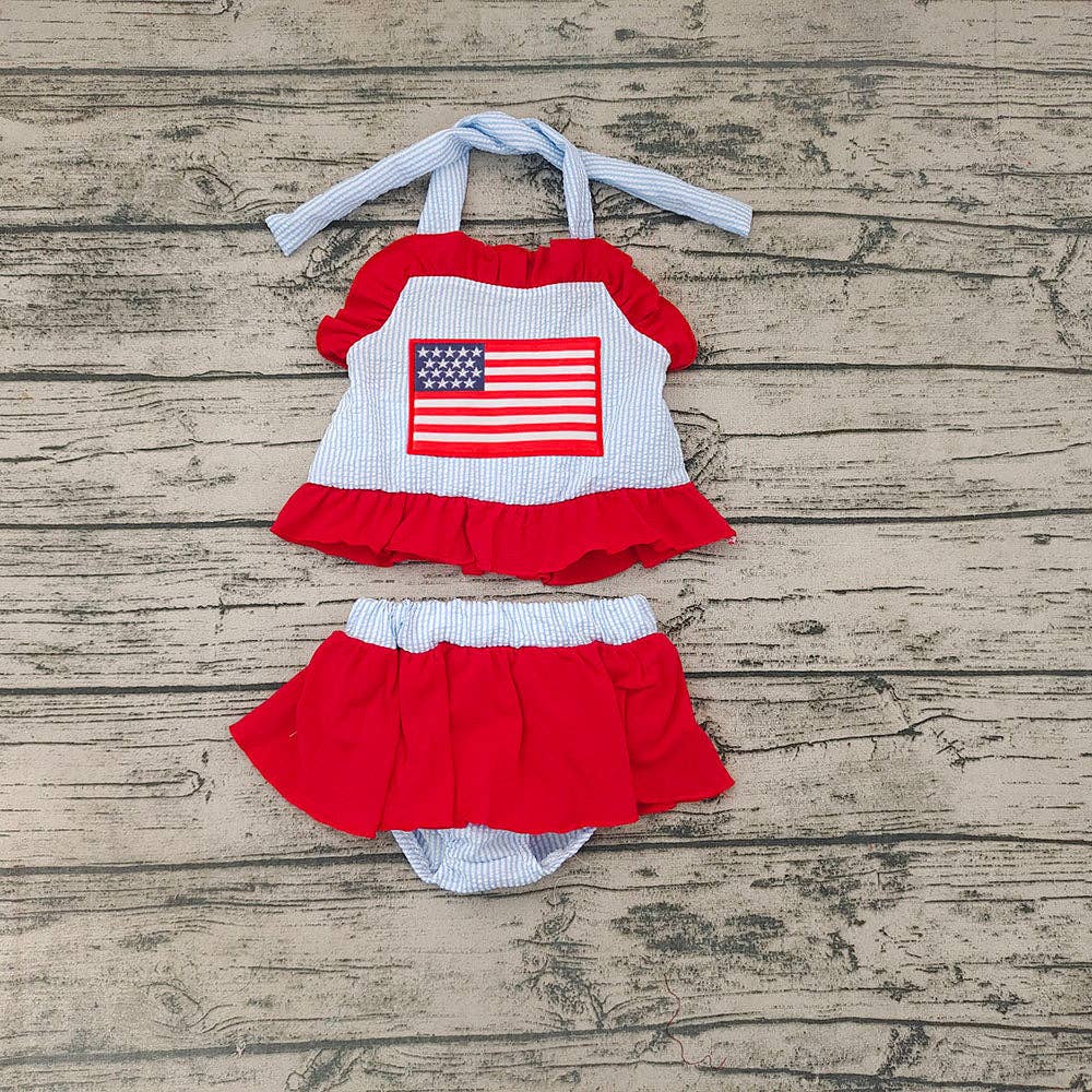 Baby Girls 4th Of July Flag 2 Pieces Swimsuits: 2T