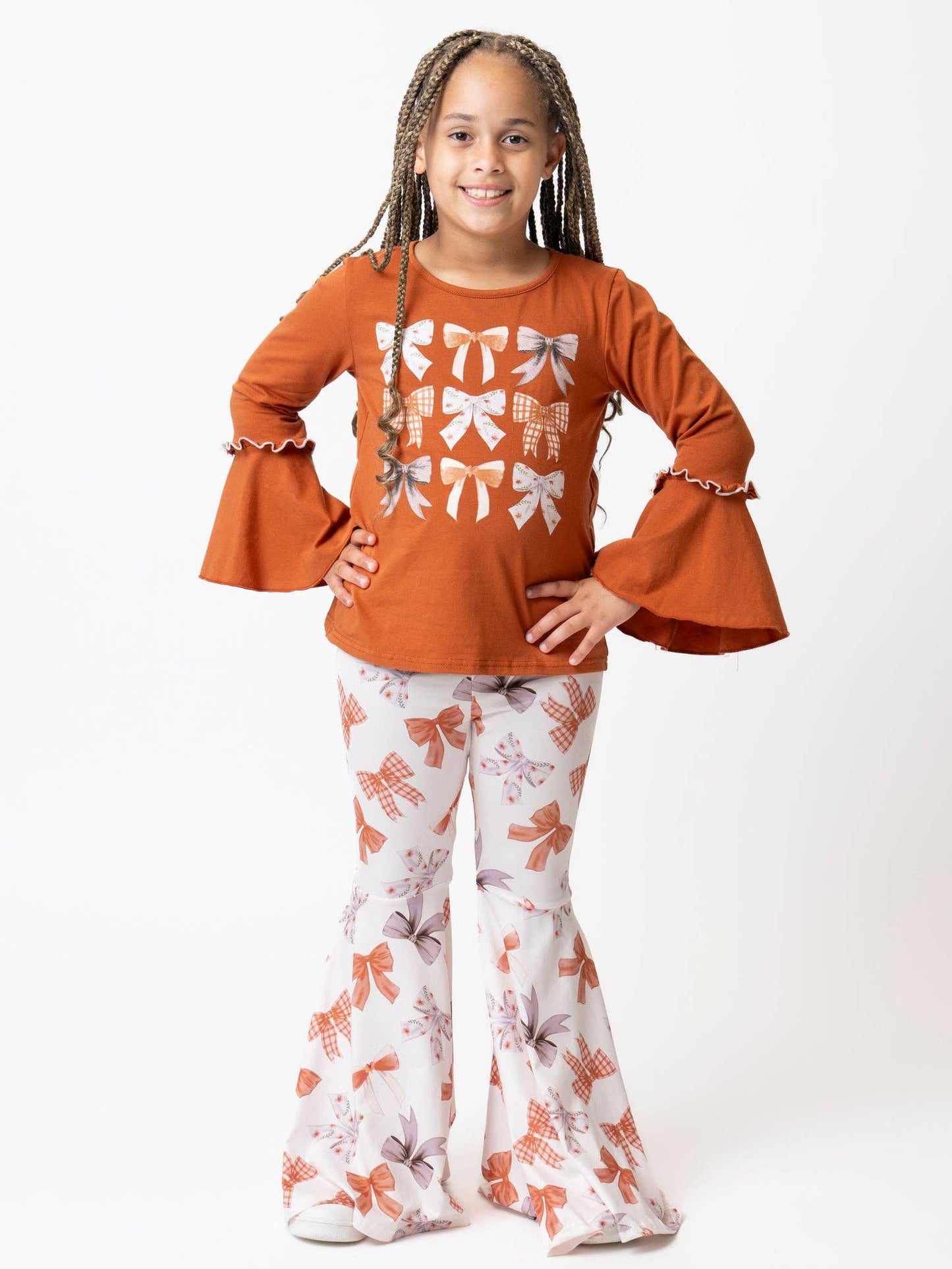 Falling for Bows Bell Bottom Outfit: XXL(6yrs)
