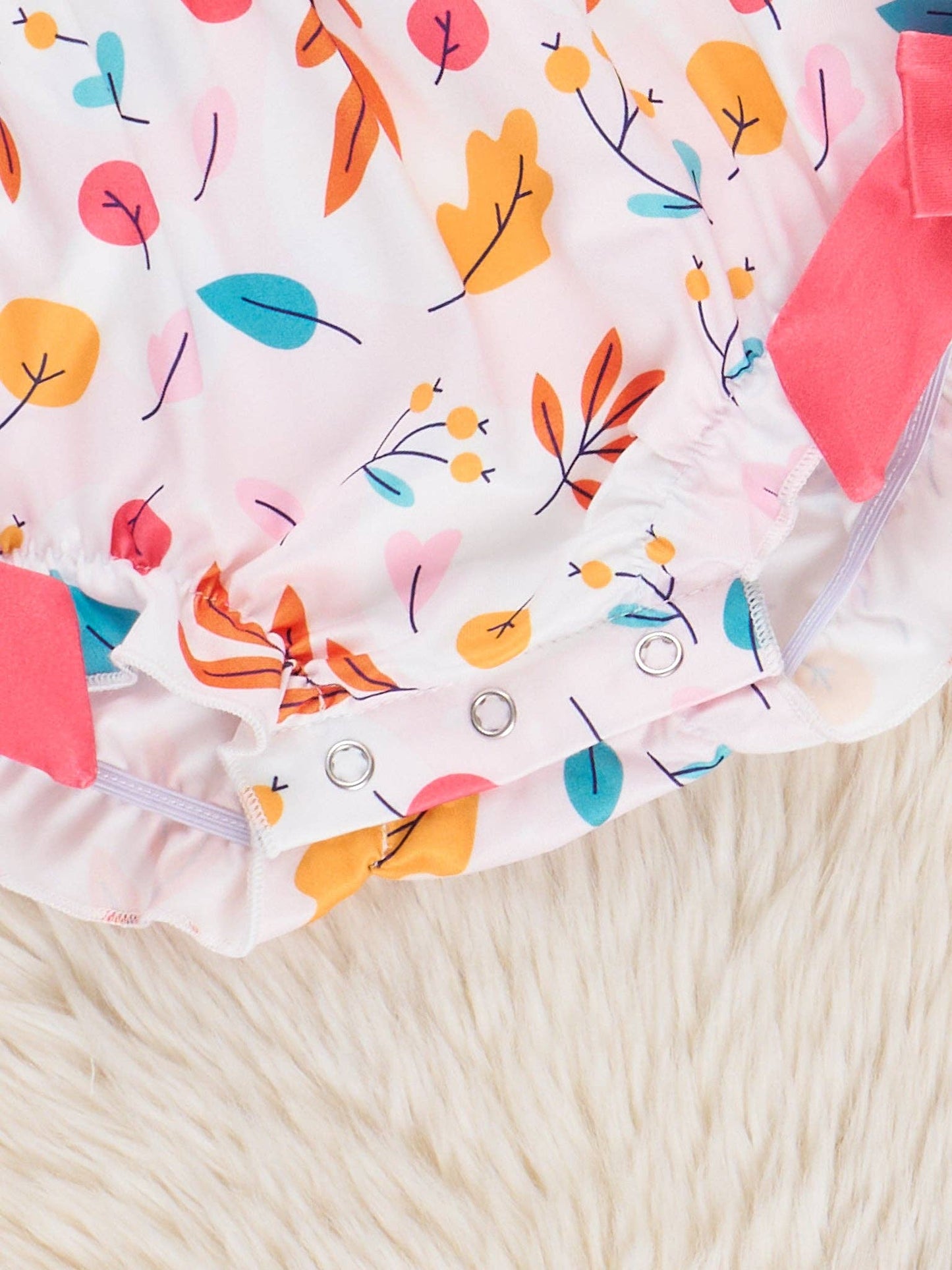 "Fall Vibes" Smocked Ruffle Leaves Bubble: 6/12MOS