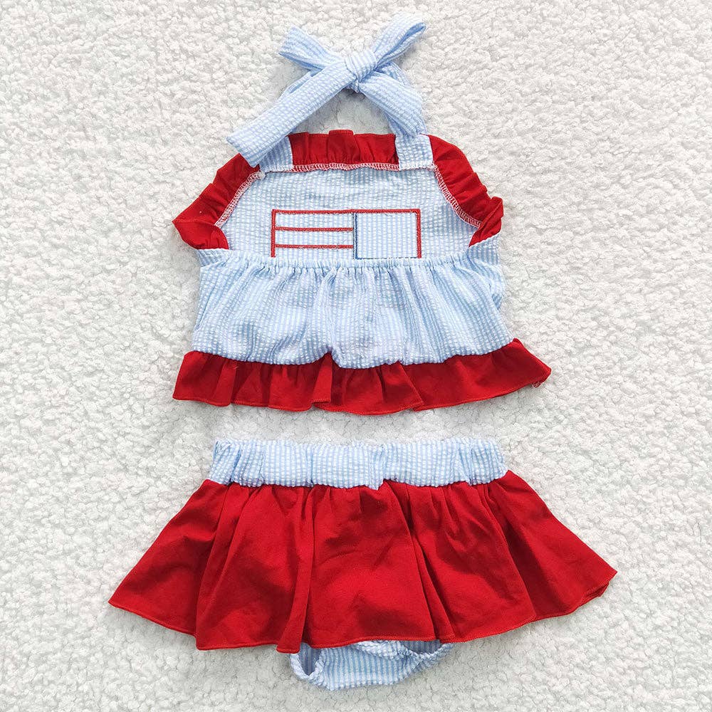 Baby Girls 4th Of July Flag 2 Pieces Swimsuits: 2T