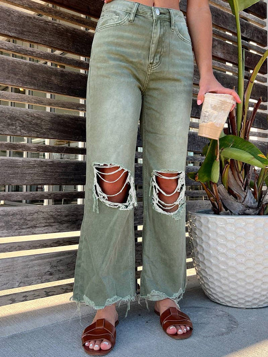 Western Mississippi Flared Jeans: GREEN / S