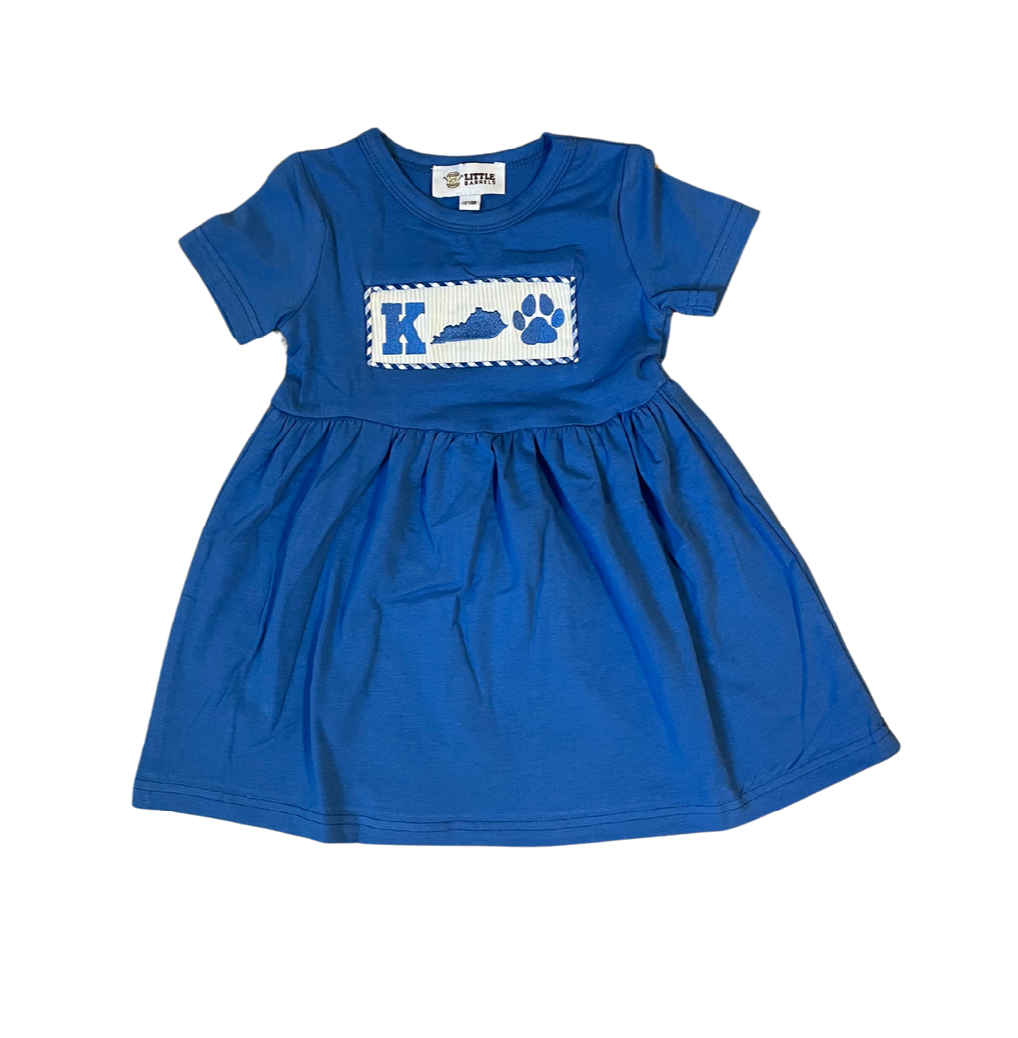 Kentucky Shape Paw Print Girls Dress: 12-18mo