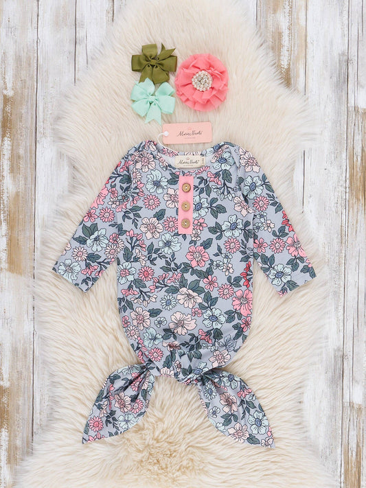 Autumn Rosebud Knot Gown: 0/3MOS