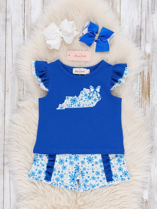 Kentucky Embroidered Floral Ruffle Outfit: XXXXL(8yrs)