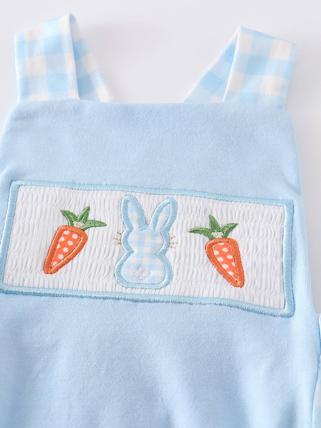 Blue Stripe Rabbit Applique Boy Romper: 18M