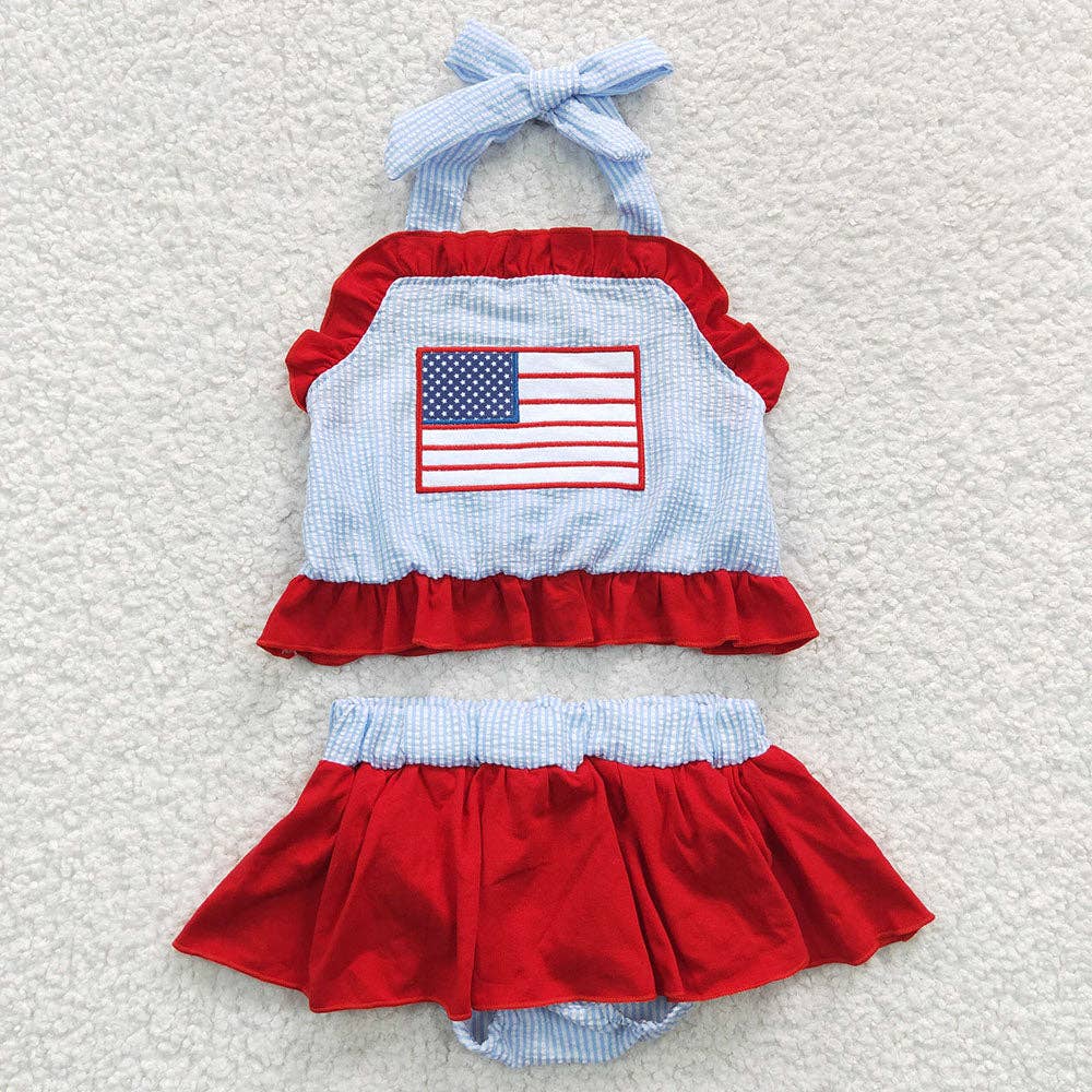 Baby Girls 4th Of July Flag 2 Pieces Swimsuits: 2T