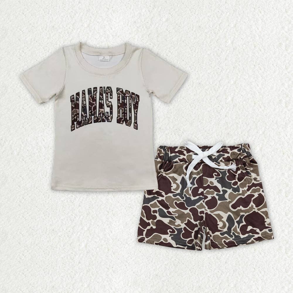 Baby Camo Mama's Boy Top Hunting Summer Shorts Clothes Sets: 5-6T